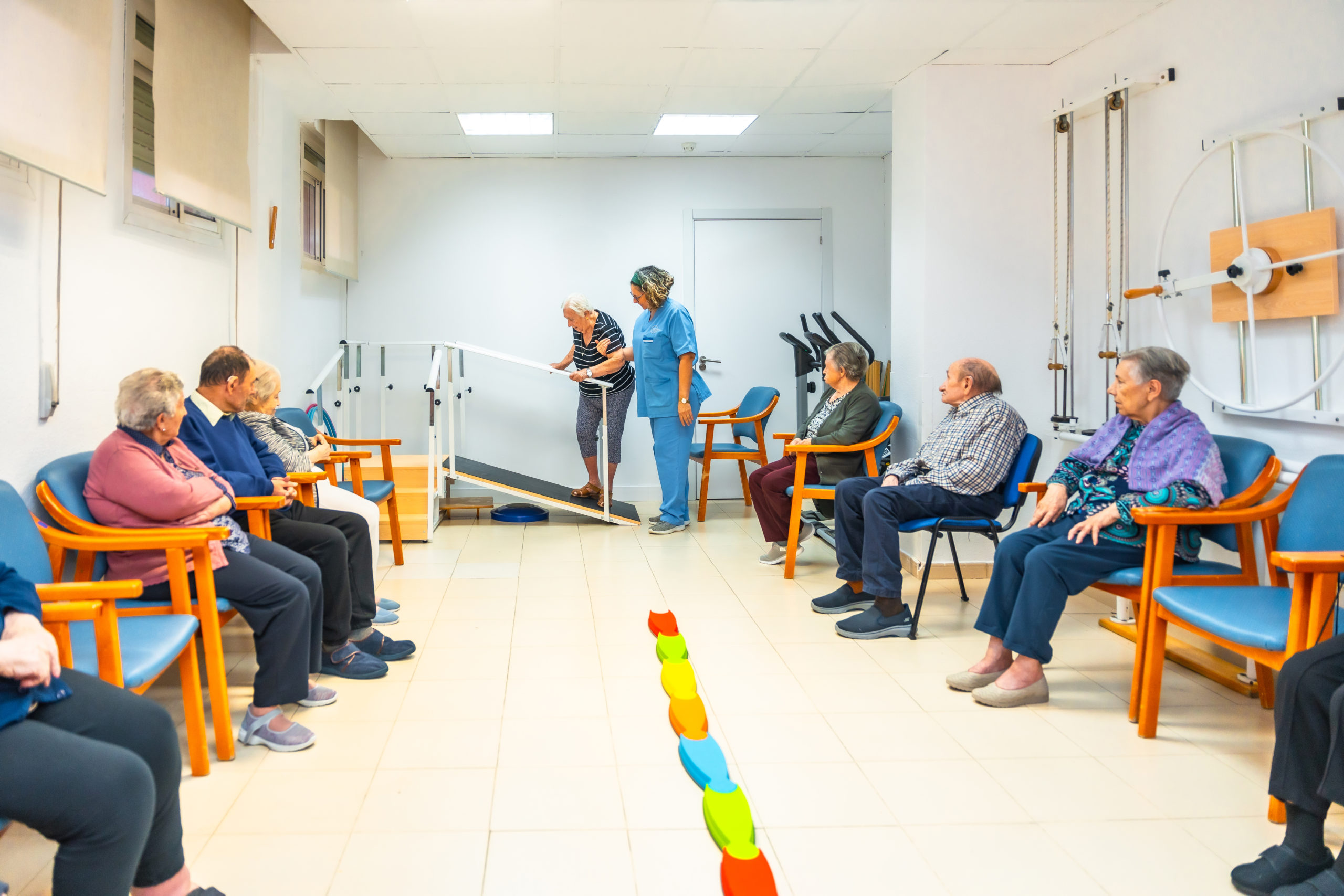 Senior people during the physiotherapist session